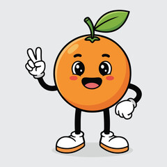 Cute Orange Cartoon Character Vector Illustration, Funny Citrus Fruit Mascot Design for Kids, Healthy Food Branding, Sticker, Flat Cartoon Style