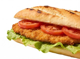 Traditional argentine milanesa sandwich isolated on white background