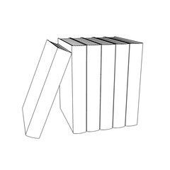 Outline for Coloring of Hardcover Book with Bookmark on White Background. Vector Illustration.