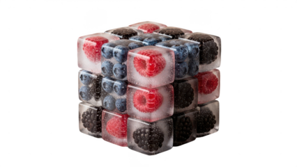 Cube made of fruit is shown on a white background. isolated illustration on transparent background