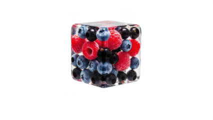 Cube made of fruit is shown on a white background. isolated illustration on transparent background