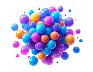 A cluster of colorful spheres floats against a black background