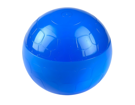 A vibrant blue plastic ball with a geometric design - Powered by Adobe
