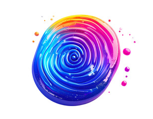 Swirling colorful blob with glossy texture, floating on black