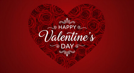 Heart with roses, love or Happy Valentine's Day for flyer ,poster, banner, card. beautiful backdrop