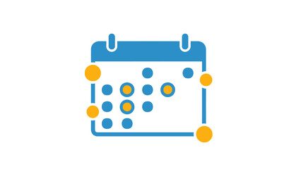 Calendar icon design with blue and yellow colors against a white background