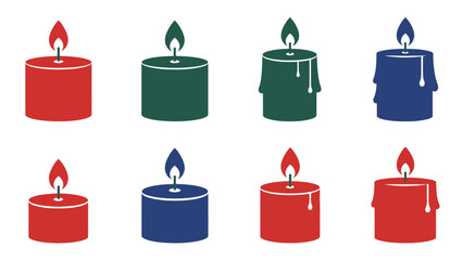 Colorful candle set with flames vector illustration for various designs