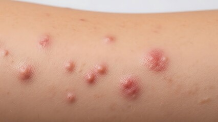 Fototapeta premium A close-up view of a skin condition with red bumps and lesions