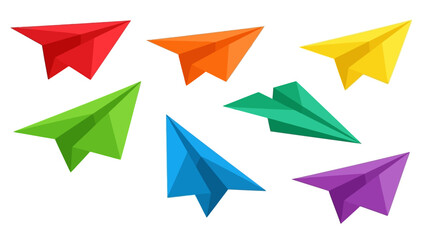Colorful paper airplanes vector illustration of isolated flying objects