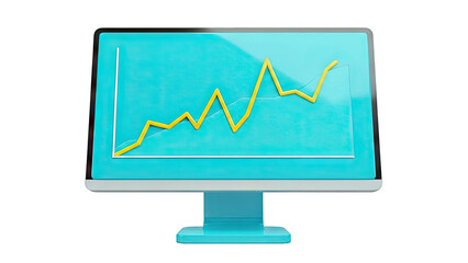 Computer Monitor Displaying a Rising Yellow Graph