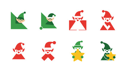 Fototapeta premium Geometric christmas elf designs vector illustrations for holiday season