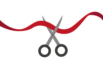 Red Ribbon Cutting Ceremony Concept, grand opening illustration