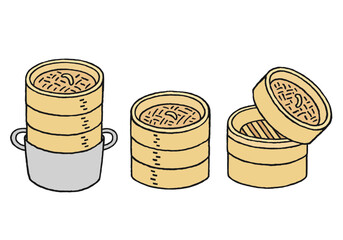 せいろの手描きイラストセット