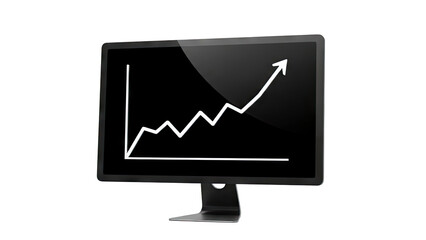 Computer screen displaying an upward trending graph