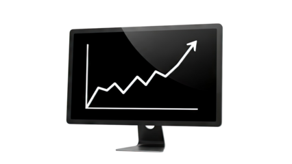 Computer screen displaying an upward trending graph