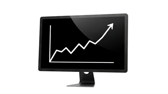 Computer screen displaying an upward trending graph - Powered by Adobe