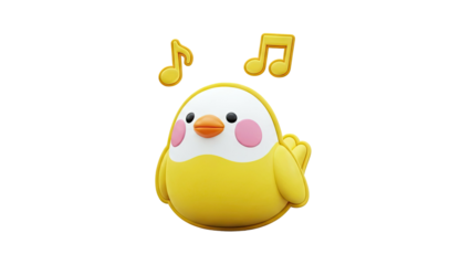 Cute Yellow Bird with Music Notes