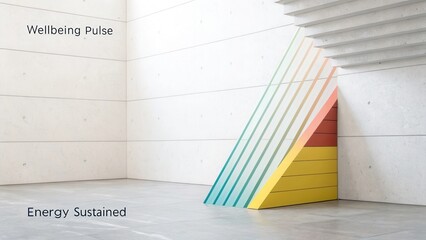 Artistic Display of Colorful Gradient Panels on Minimalist Wall in Modern Interior Space for Wellness and Energy Concepts