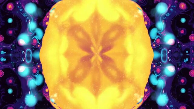 Psychedelic Abstract Visuals with Kaleidoscopic Patterns and Vibrant Colors.