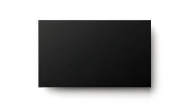A sleek, modern flat screen television displaying a black screen, captured in an isolated studio shot with subtle shadow, emphasizing a minimalist technological aesthetic against the clean white - Powered by Adobe