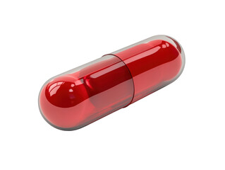 Single Red Capsule Pill Isolated