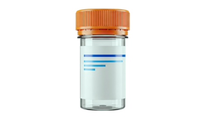 Clear Vial with Orange Cap and Labeled Sticker