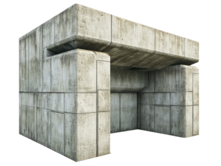 Brutalist Concrete Entrance Structure Isolated