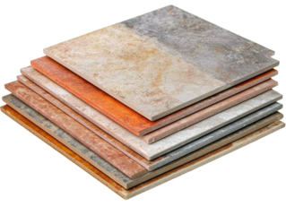 Stack of rustic ceramic floor tiles