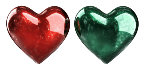 Romantic valentine hearts, sparkling love symbols, isolated on transparent background