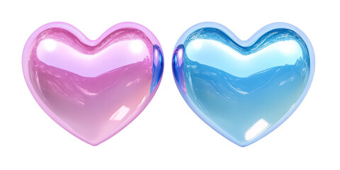 Elegant valentine hearts, romantic love symbols, shiny 3d designs