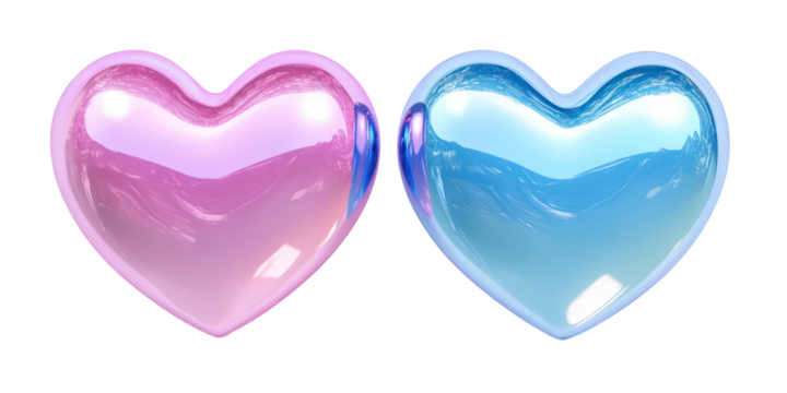 Elegant valentine hearts, romantic love symbols, shiny 3d designs - Powered by Adobe