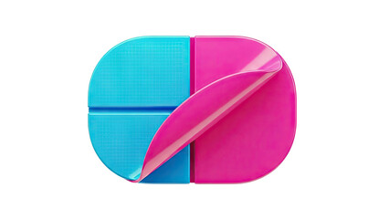 Abstract Blue and Pink Geometric Shape with Grid Texture
