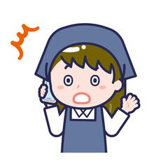 スマートフォンを使う「スタッフ」の女性