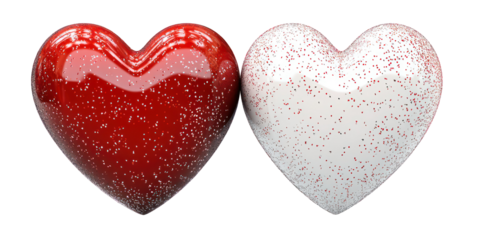 Valentine's day hearts, romantic love symbols, isolated on transparent background