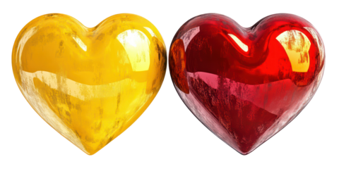 Vibrant valentine hearts, romantic love symbols, glossy passion shapes