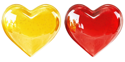 Golden and red heart shapes for romantic valentine's day decoration