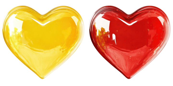 Vibrant valentine hearts, romantic love symbols, isolated on transparent background - Powered by Adobe