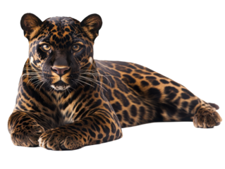 Relaxed Leopard Lying Down Isolated