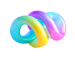Glossy, intertwined, colorful, 3D loops with a smooth gradient