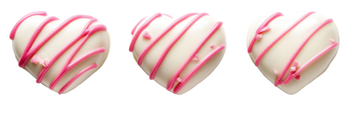 Delicious white chocolate hearts with pink drizzle - valentine's day treats