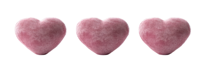 Valentine's day hearts, romantic love symbols, heart shapes, passion, soft focus, isolated on transparent background