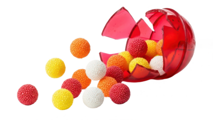 Red ball with many small balls inside of it. isolated illustration on transparent background