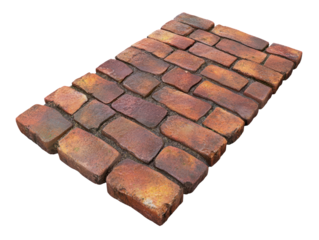 Isolated rustic stone pavement on transparent background