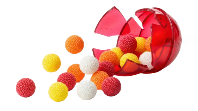 Red ball with many small balls inside of it. isolated illustration on transparent background - Powered by Adobe