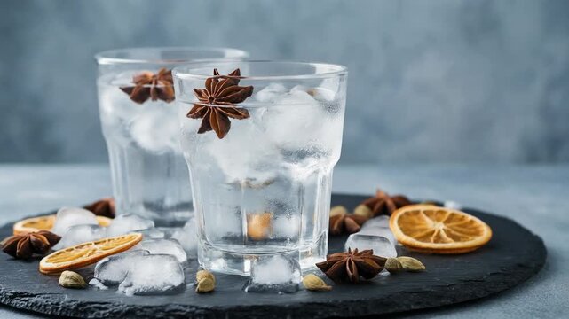 Refreshing cocktail with ice and aromatic spices, perfect for summer gatherings and parties