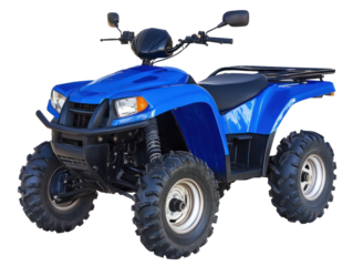 Blue all-terrain quad bike isolated