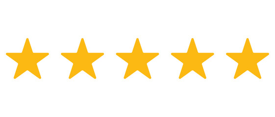 Five star review icon strip, top quality rating symbol, positive feedback graphic design element