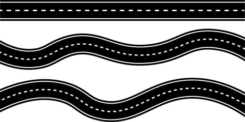 Wavy road route icon, curved highway path symbol, navigation journey graphic design element