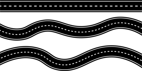 Wavy road route icon, curved highway path symbol, navigation journey graphic design element