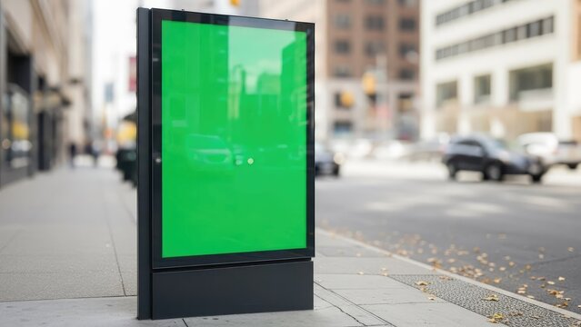 Green Screen Digital Billboard Mockup on City Street.